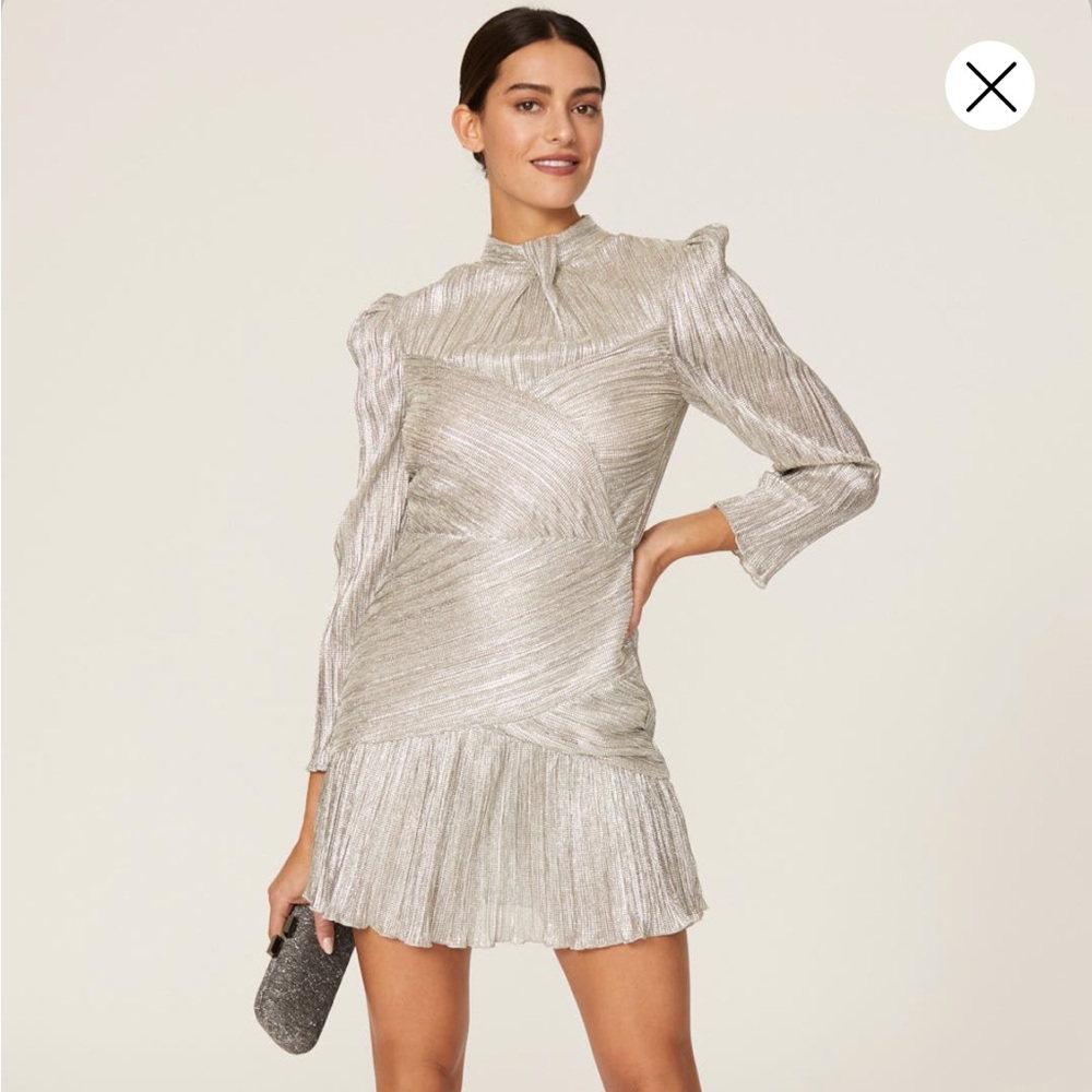 SAYLOR One Shoulder Silver Dress